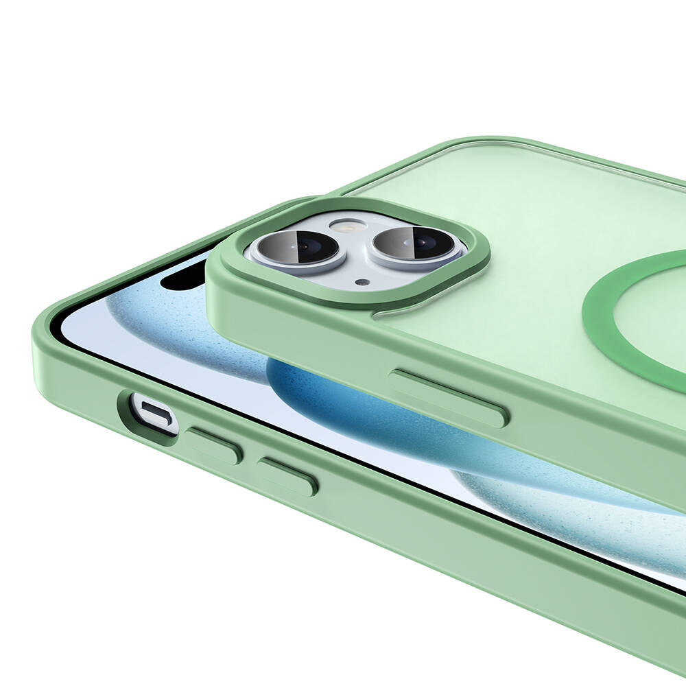 Apple iPhone 15 Plus Kılıf M-safe Şarj Özellikli Mat Arka Yüzey Zore Sio Kapak Derin Mor