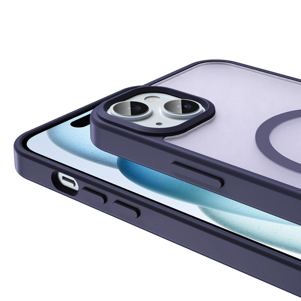 Apple iPhone 15 Plus Kılıf M-safe Şarj Özellikli Mat Arka Yüzey Zore Sio Kapak Derin Mor