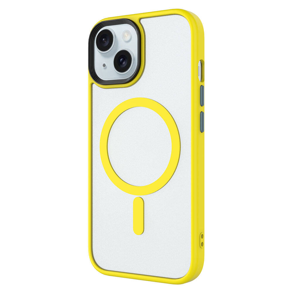 Apple iPhone 15 Plus Kılıf Mat Arka Yüzey Wireless Şarj Özellikli Zore Flet M-safe Kapak Siyah