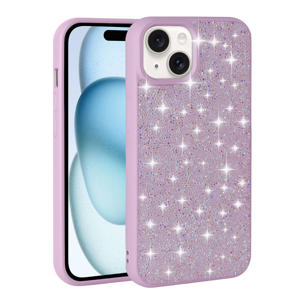 Apple iPhone 15 Plus Kılıf Parlak Taşlı Tasarım Zore Pırlanta Kapak Pembe
