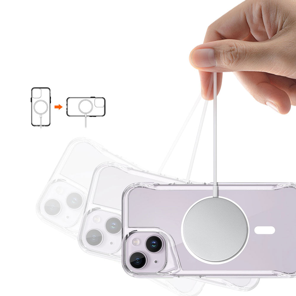 Apple iPhone 15 Plus Kılıf Zore M-safe Şarj Özellikli T-Max M-safe Kapak Renksiz