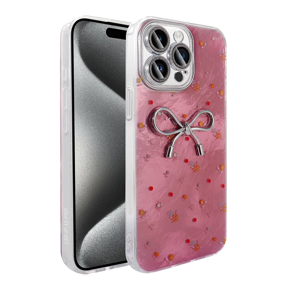 Apple iPhone 15 Pro Kılıf Kamera Korumalı Figürlü Zore Ponti Silikon Kapak Açık Pembe