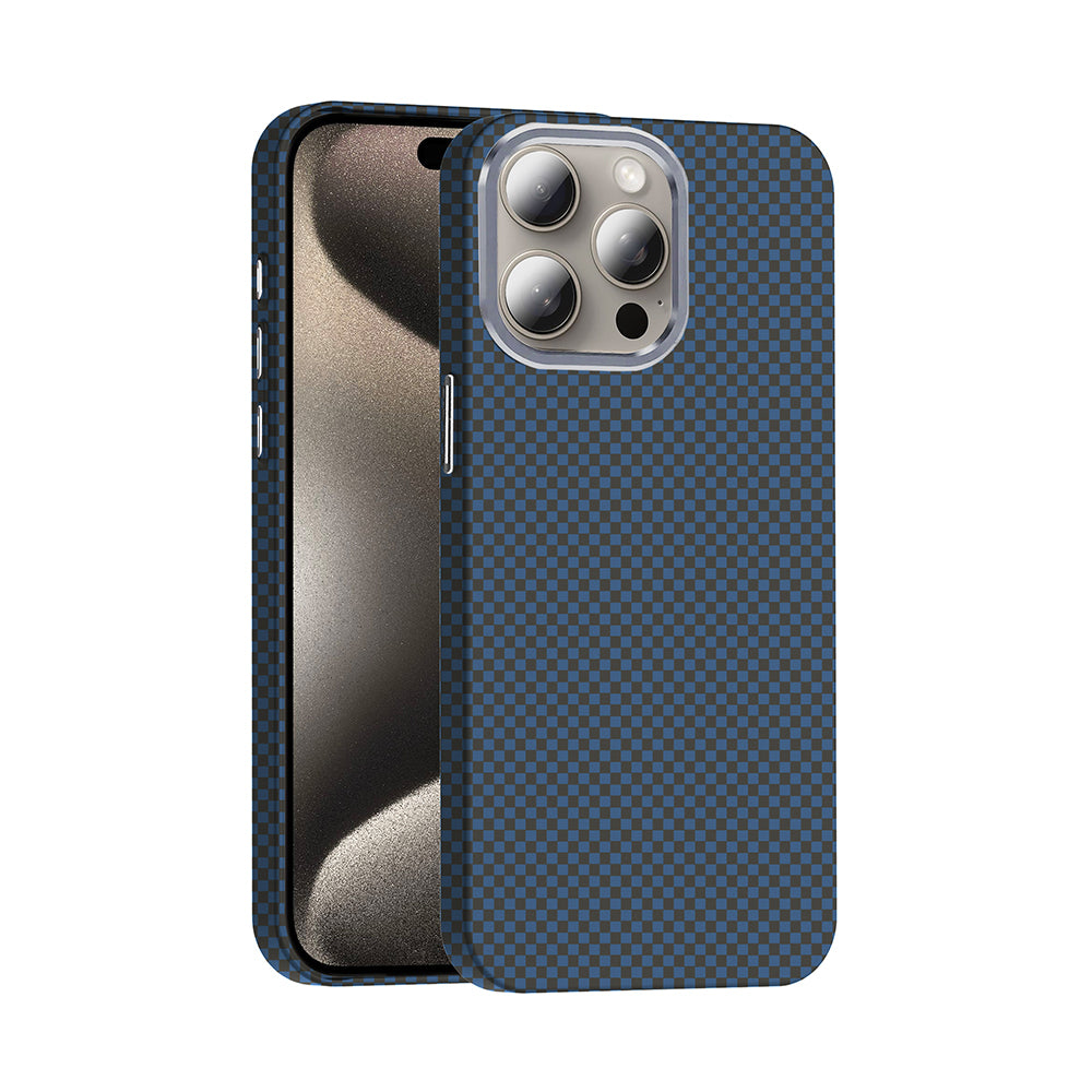 Apple iPhone 15 Pro Kılıf M-safe Şarj Özellikli Karbon Fiber Görünümlü Zore Gros Kapak Desert Titanyum