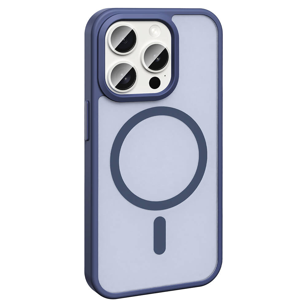 Apple iPhone 15 Pro Kılıf M-safe Şarj Özellikli Mat Arka Yüzey Zore Sio Kapak Lacivert