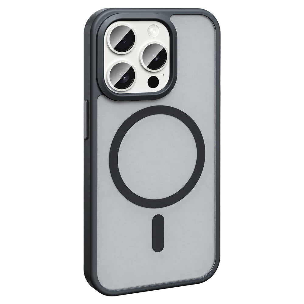 Apple iPhone 15 Pro Kılıf M-safe Şarj Özellikli Mat Arka Yüzey Zore Sio Kapak Gri