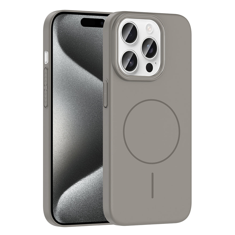 Apple iPhone 15 Pro Kılıf M-safe Şarj Özellikli Zore Ruby Sert Kapak Gri