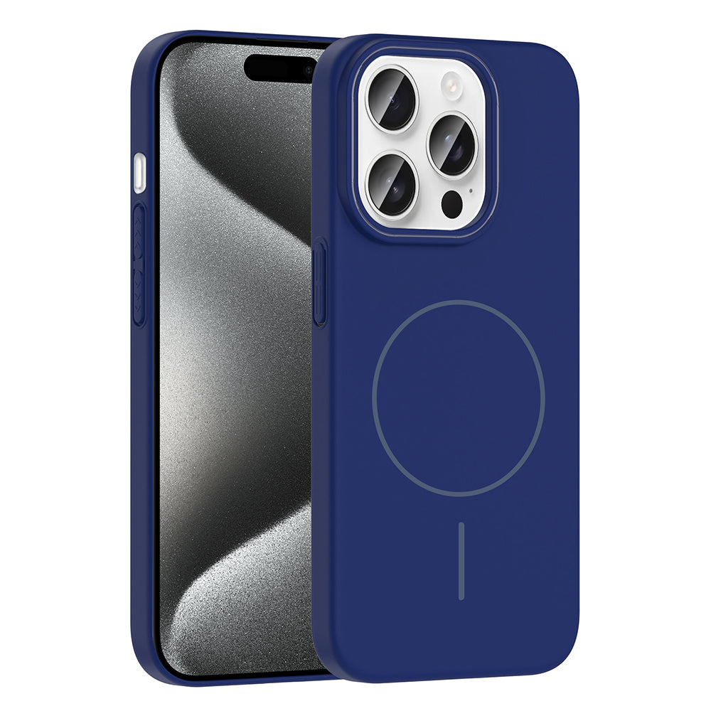 Apple iPhone 15 Pro Kılıf M-safe Şarj Özellikli Zore Ruby Sert Kapak Lacivert