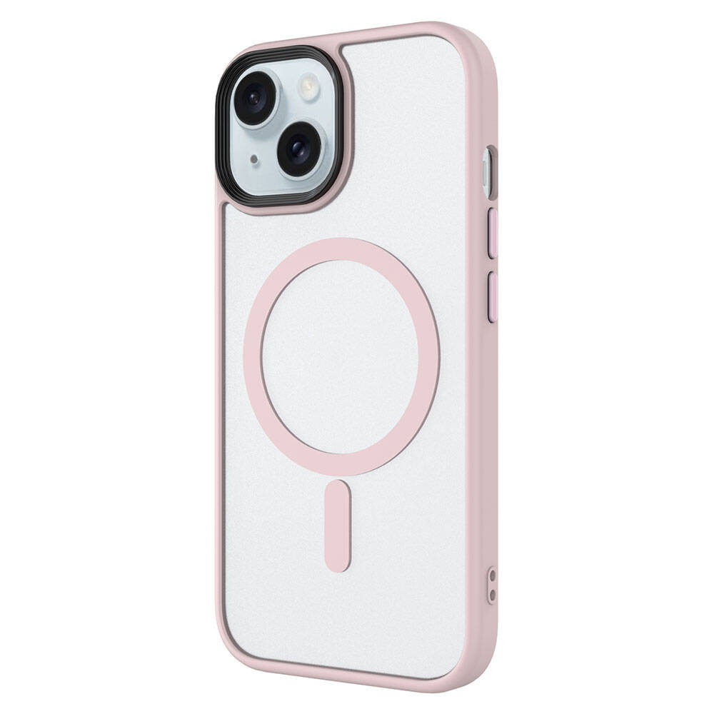 Apple iPhone 15 Pro Kılıf Mat Arka Yüzey Wireless Şarj Özellikli Zore Flet M-safe Kapak Mavi