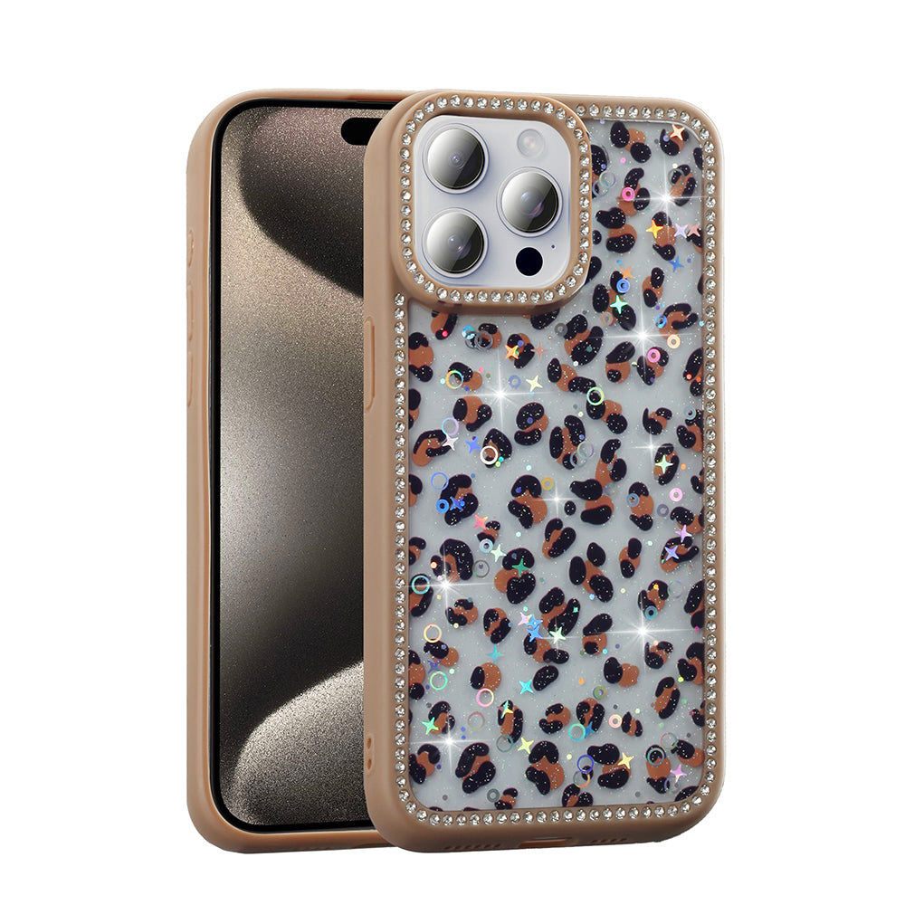 Apple iPhone 15 Pro Kılıf Taşlı ve Simli Tasarım Zore Azra Kapak