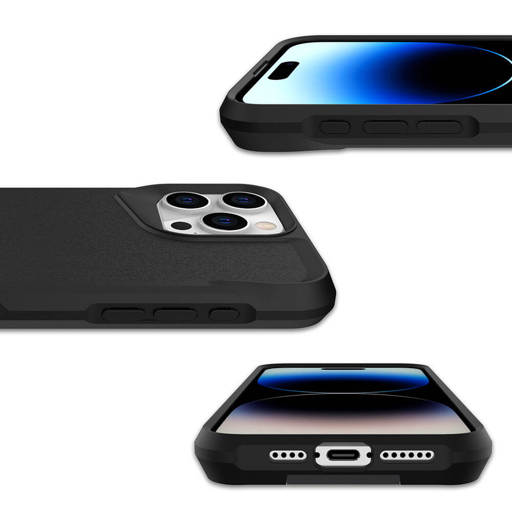 Apple iPhone 15 Pro Kılıf Zore Airbag Kenarlı T-Max Mat Standlı Kapak Gri