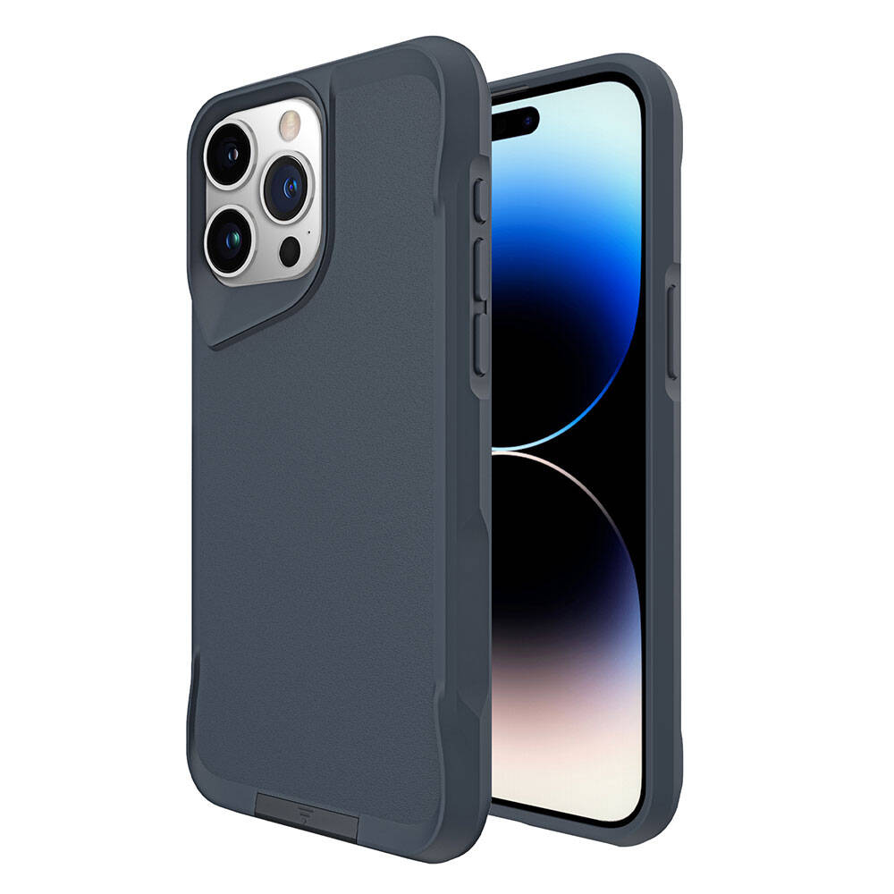 Apple iPhone 15 Pro Kılıf Zore Airbag Kenarlı T-Max Mat Standlı Kapak Lacivert