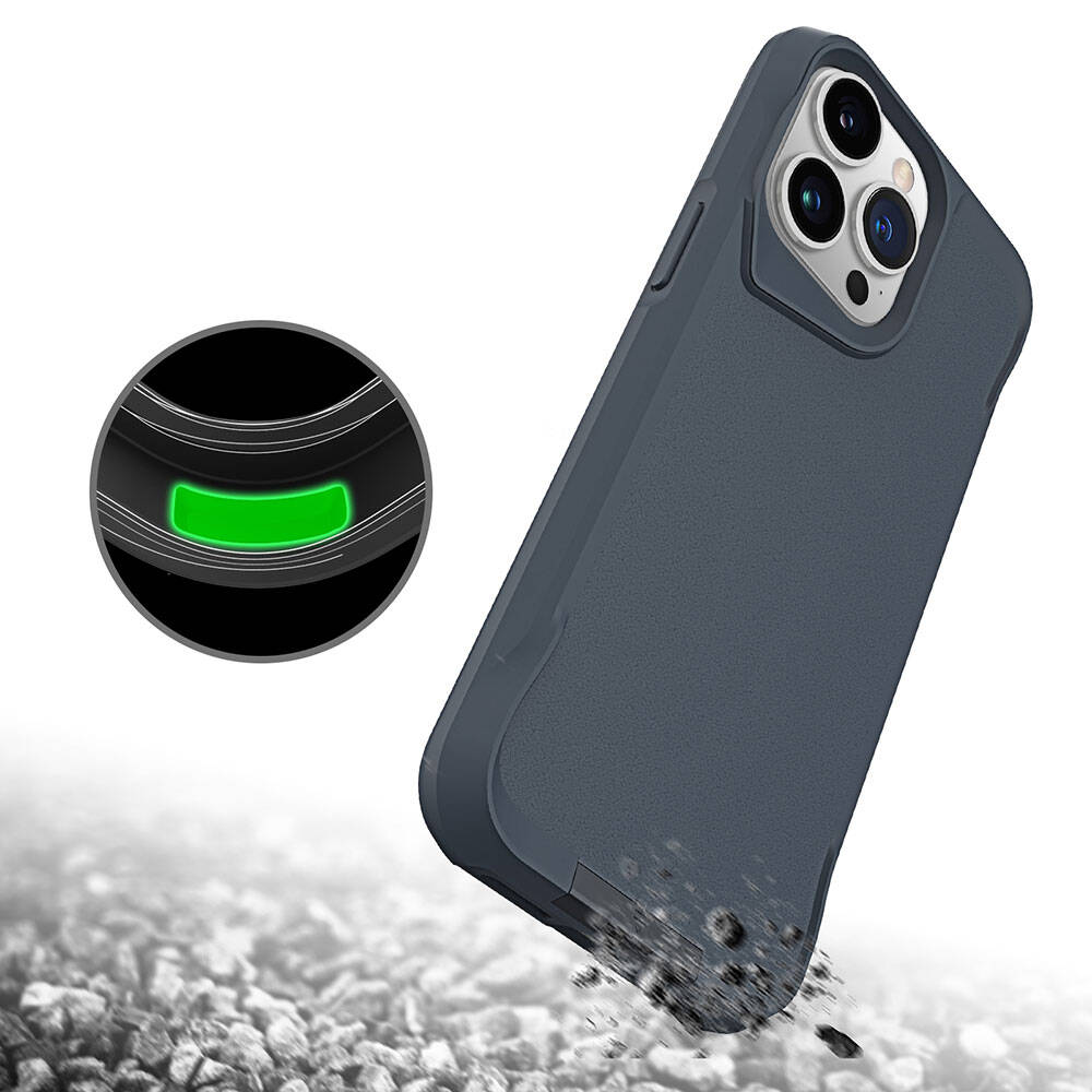 Apple iPhone 15 Pro Kılıf Zore Airbag Kenarlı T-Max Mat Standlı Kapak Lacivert