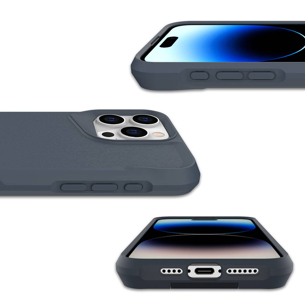 Apple iPhone 15 Pro Kılıf Zore Airbag Kenarlı T-Max Mat Standlı Kapak Gri