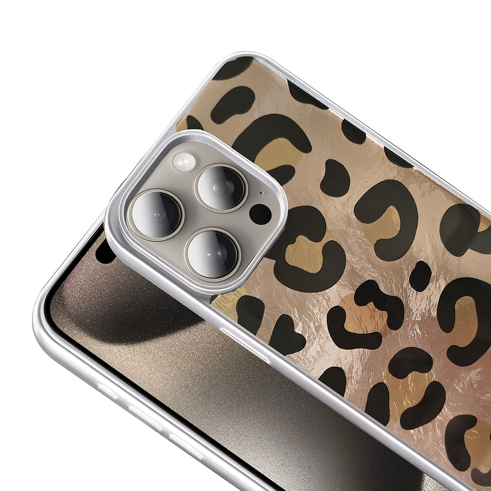 Apple iPhone 15 Pro Max Kılıf Desenli Zore Mep Kapak Gri Leopar