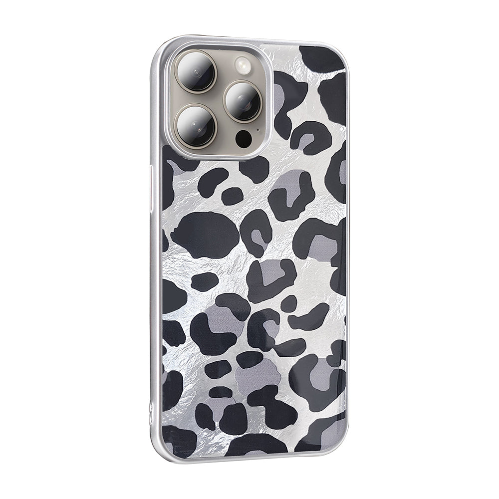 Apple iPhone 15 Pro Max Kılıf Desenli Zore Mep Kapak Gri Leopar