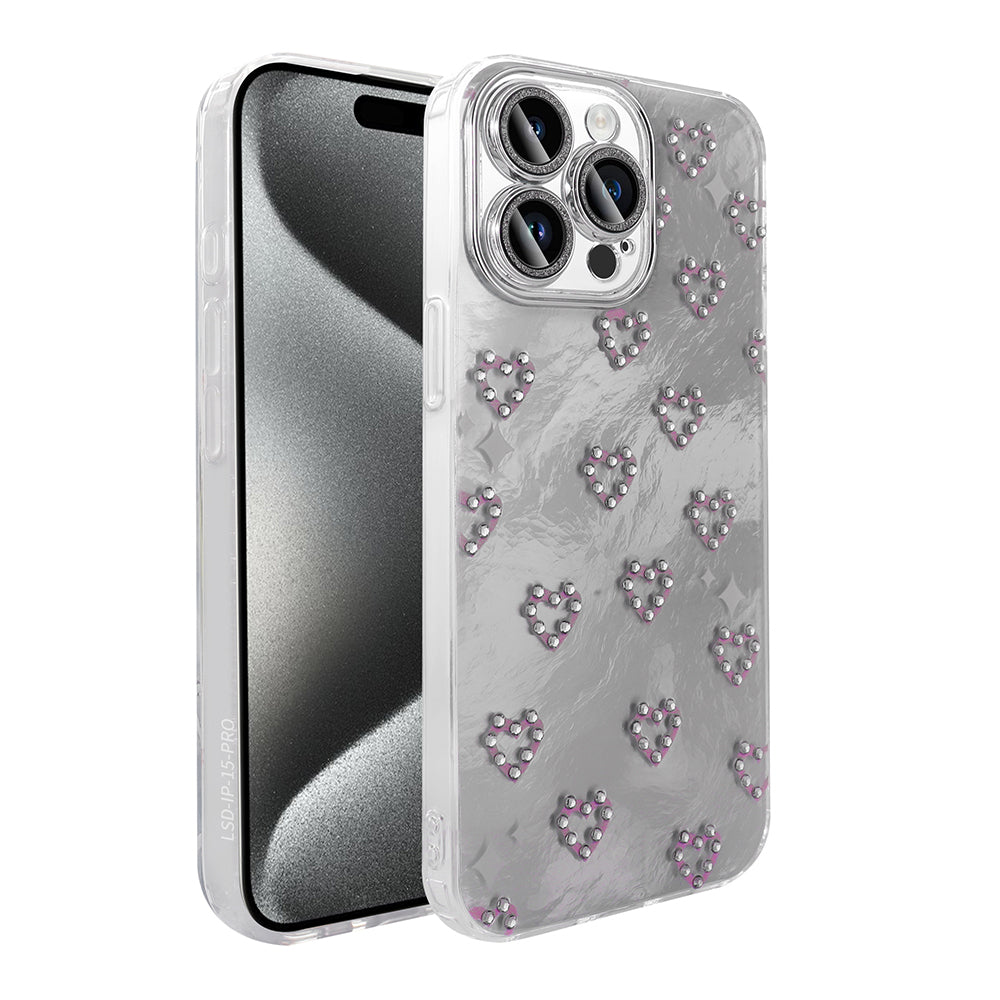 Apple iPhone 15 Pro Max Kılıf Kamera Korumalı Figürlü Zore Ponti Silikon Kapak Açık Pembe