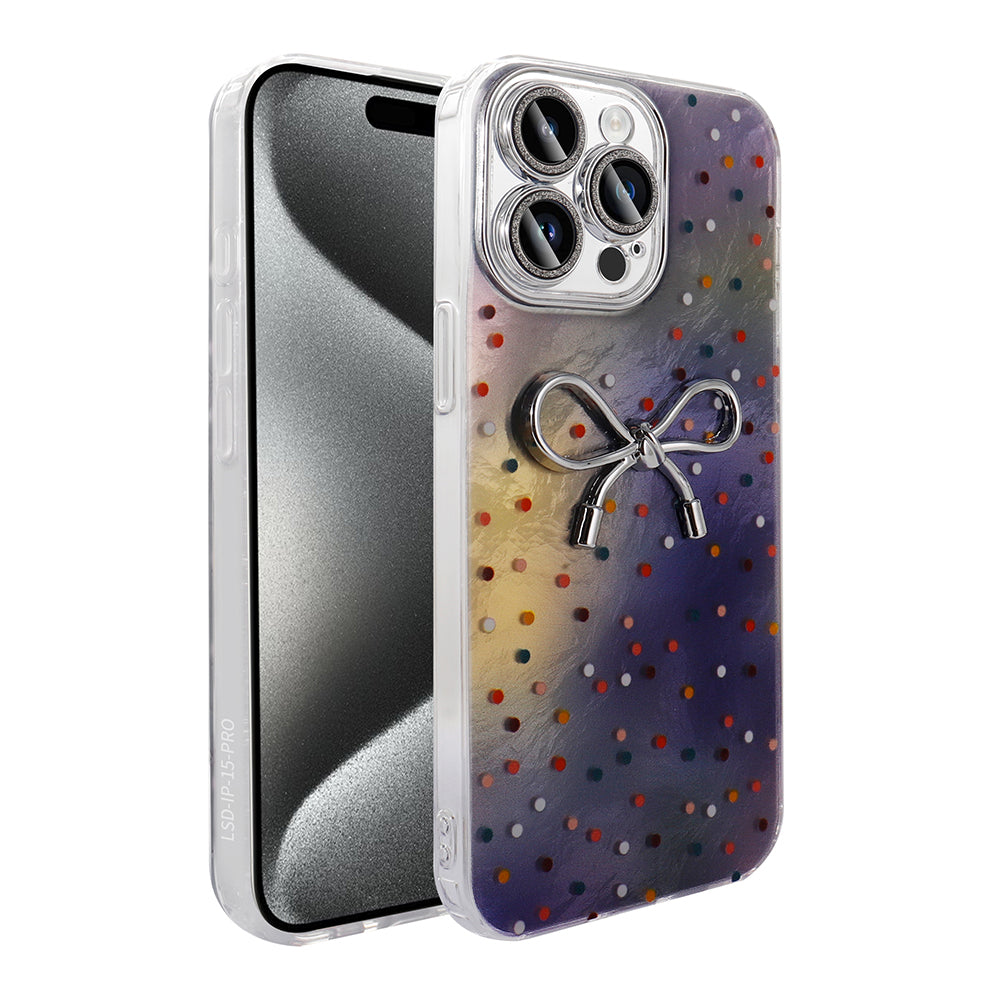 Apple iPhone 15 Pro Max Kılıf Kamera Korumalı Figürlü Zore Ponti Silikon Kapak Lila