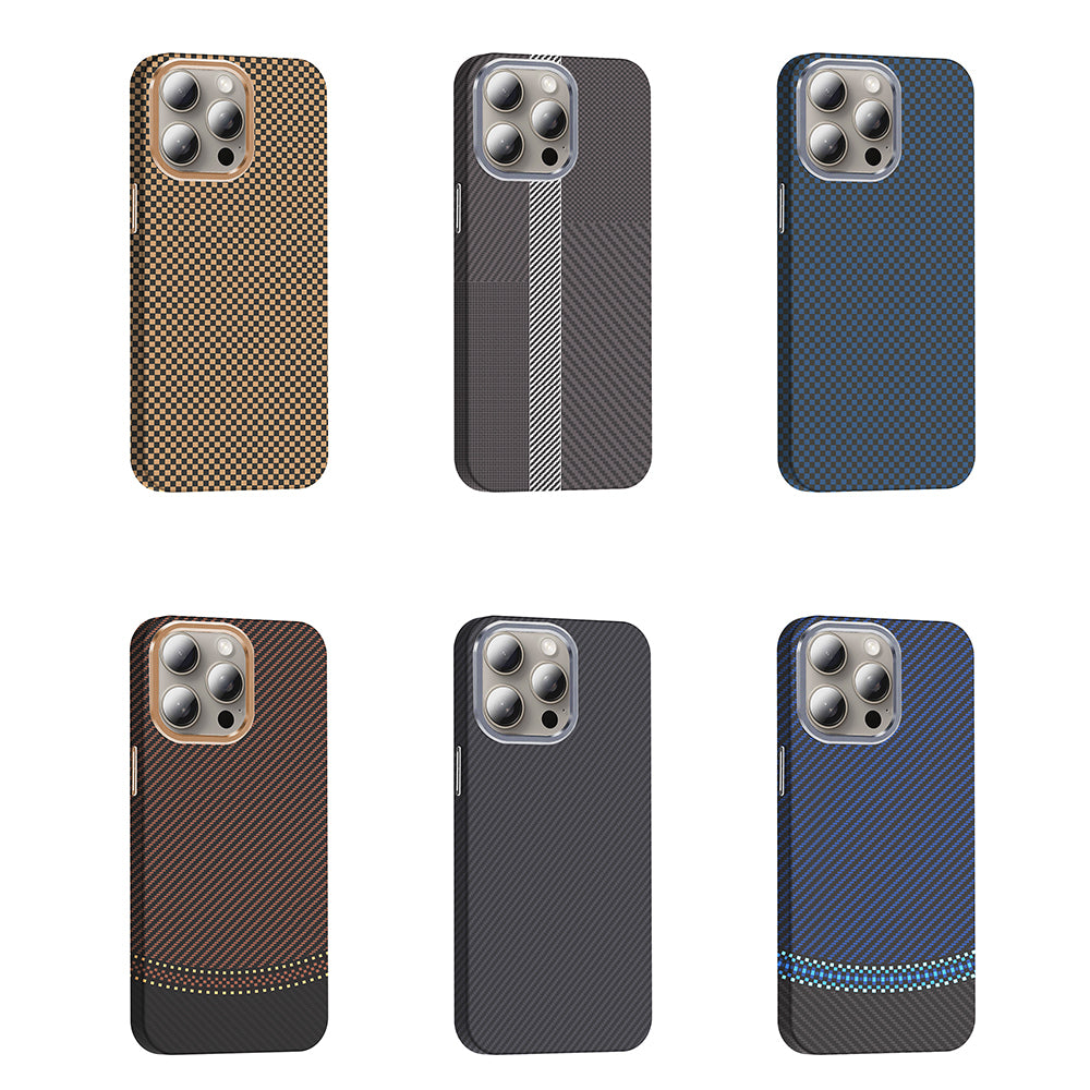 Apple iPhone 15 Pro Max Kılıf M-safe Şarj Özellikli Karbon Fiber Görünümlü Zore Gros Kapak Siyah