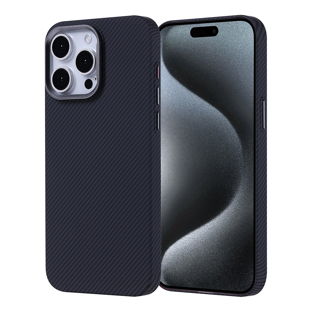 Apple iPhone 15 Pro Max Kılıf M-safe Şarj Özellikli Karbon Fiber Görünümlü Zore Nekst Kapak Yeşil