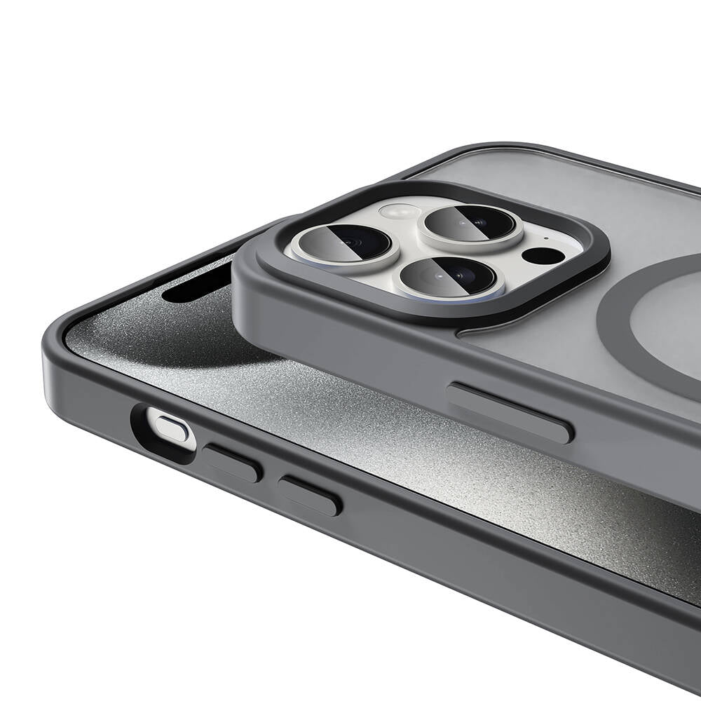 Apple iPhone 15 Pro Max Kılıf M-safe Şarj Özellikli Mat Arka Yüzey Zore Sio Kapak Siyah