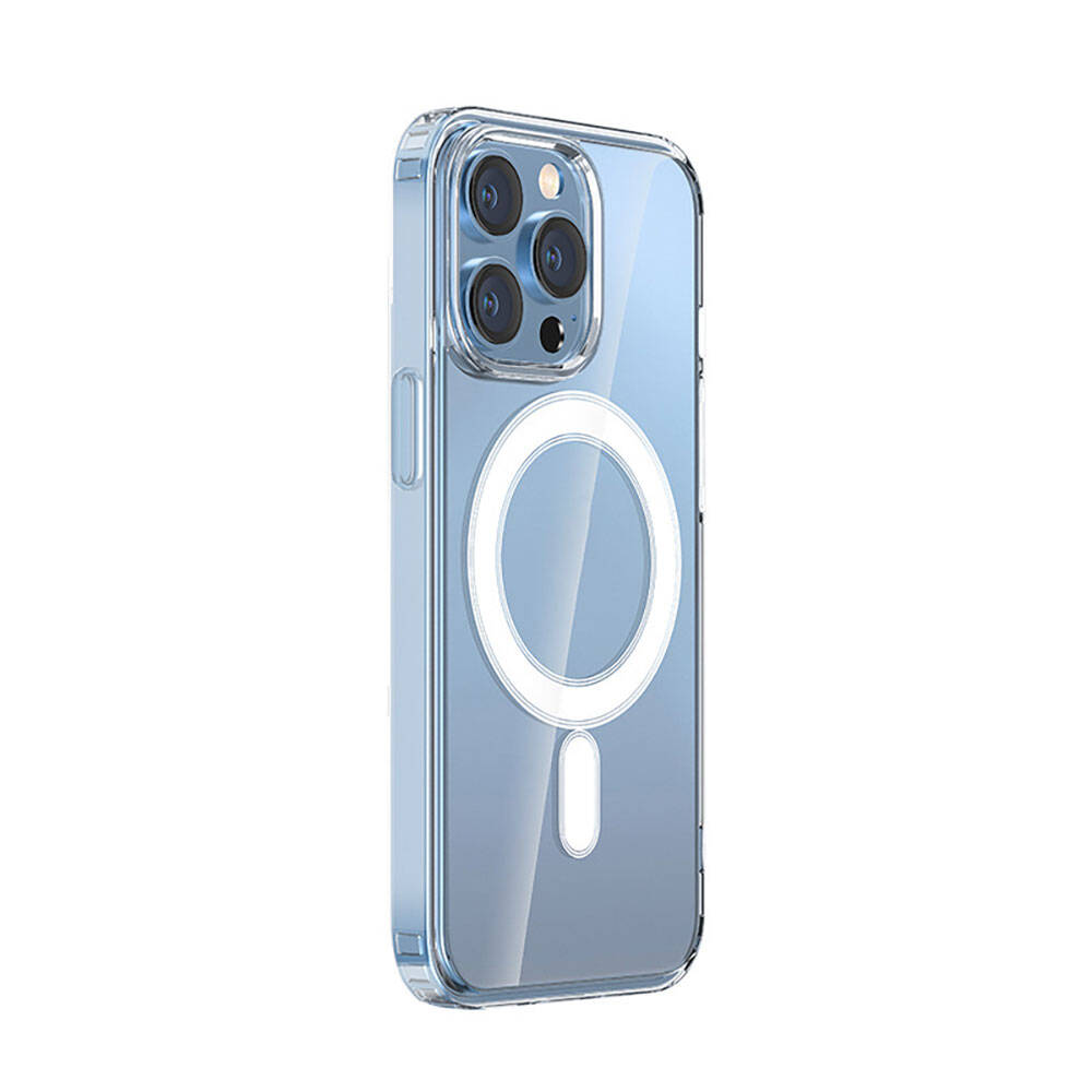 Apple iPhone 15 Pro Max Kılıf M-safe Şarj Özellikli Şeffaf Sert PC Zore Embos Kapak