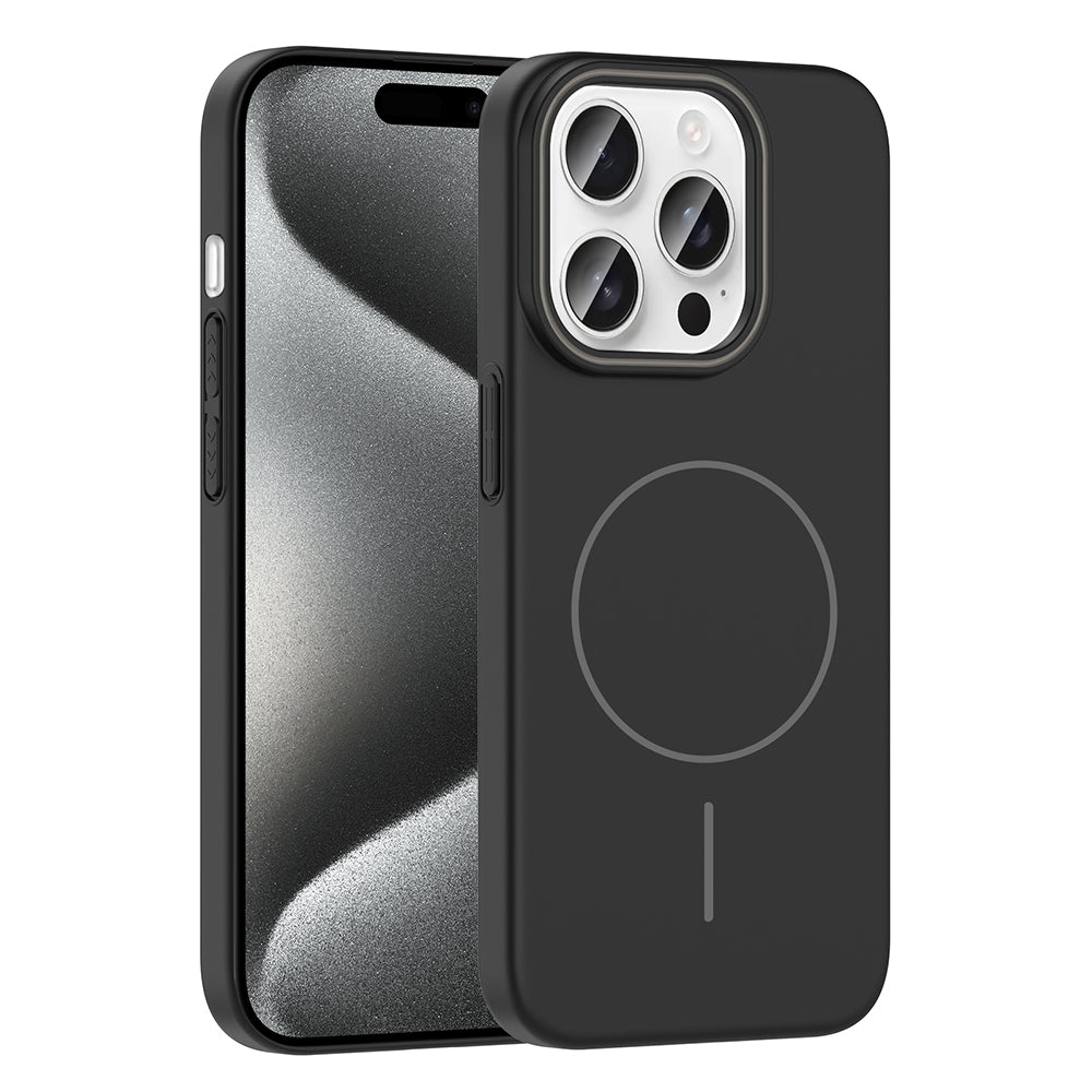 Apple iPhone 15 Pro Max Kılıf M-safe Şarj Özellikli Zore Ruby Sert Kapak Desert Titanyum