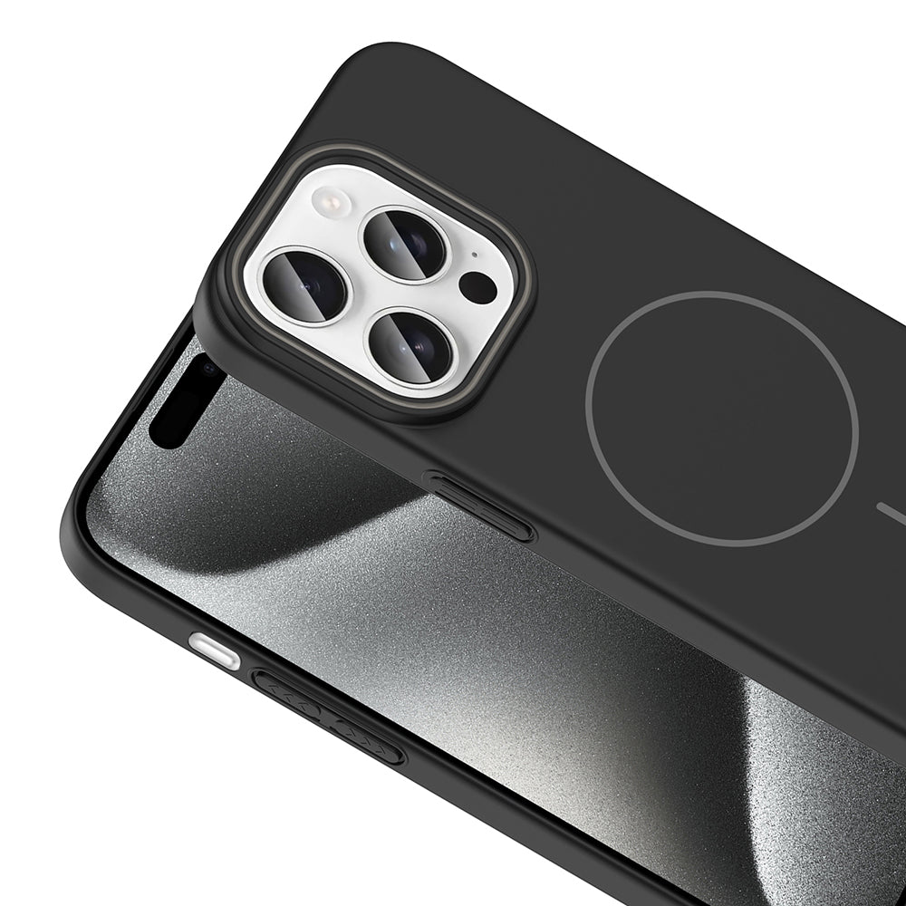 Apple iPhone 15 Pro Max Kılıf M-safe Şarj Özellikli Zore Ruby Sert Kapak Desert Titanyum