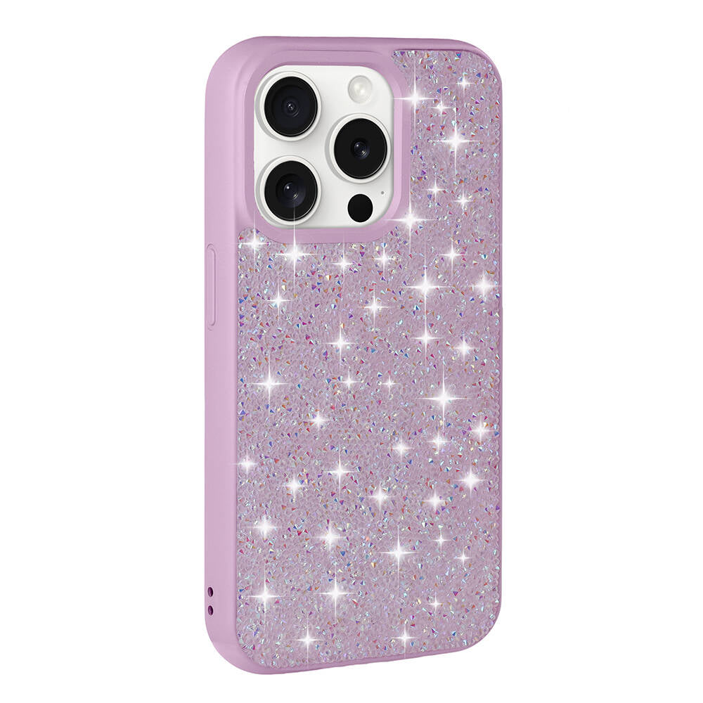 Apple iPhone 15 Pro Max Kılıf Parlak Taşlı Tasarım Zore Pırlanta Kapak Lila
