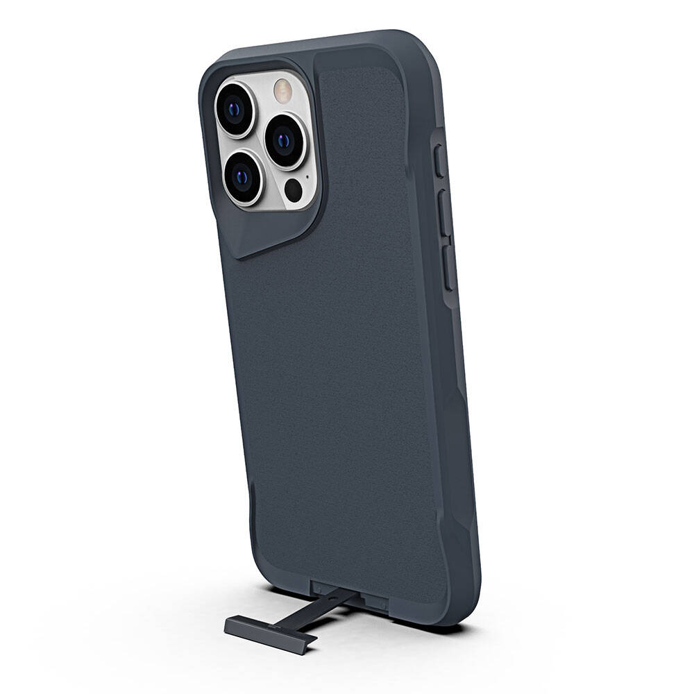 Apple iPhone 15 Pro Max Kılıf Zore Airbag Kenarlı T-Max Mat Standlı Kapak Lacivert