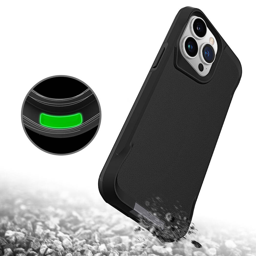 Apple iPhone 15 Pro Max Kılıf Zore Airbag Kenarlı T-Max Mat Standlı Kapak Siyah