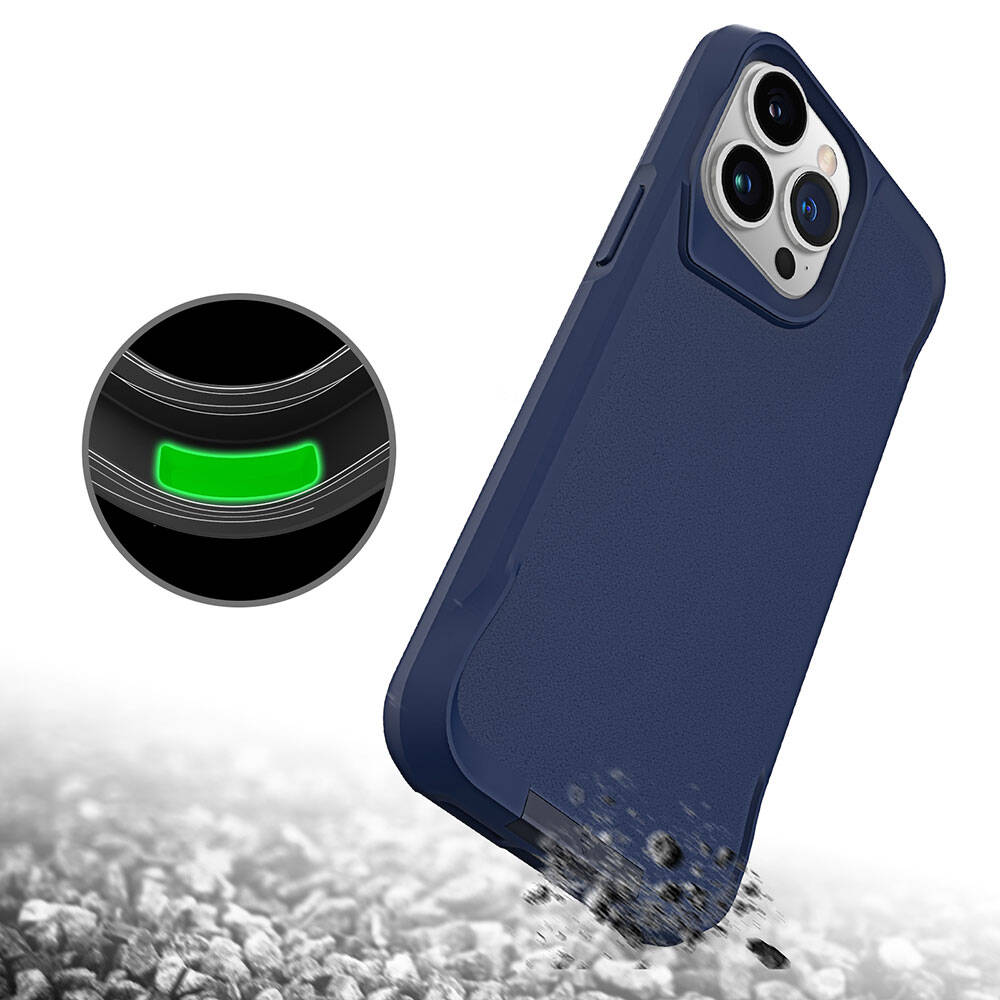 Apple iPhone 15 Pro Max Kılıf Zore Airbag Kenarlı T-Max Mat Standlı Kapak Lacivert