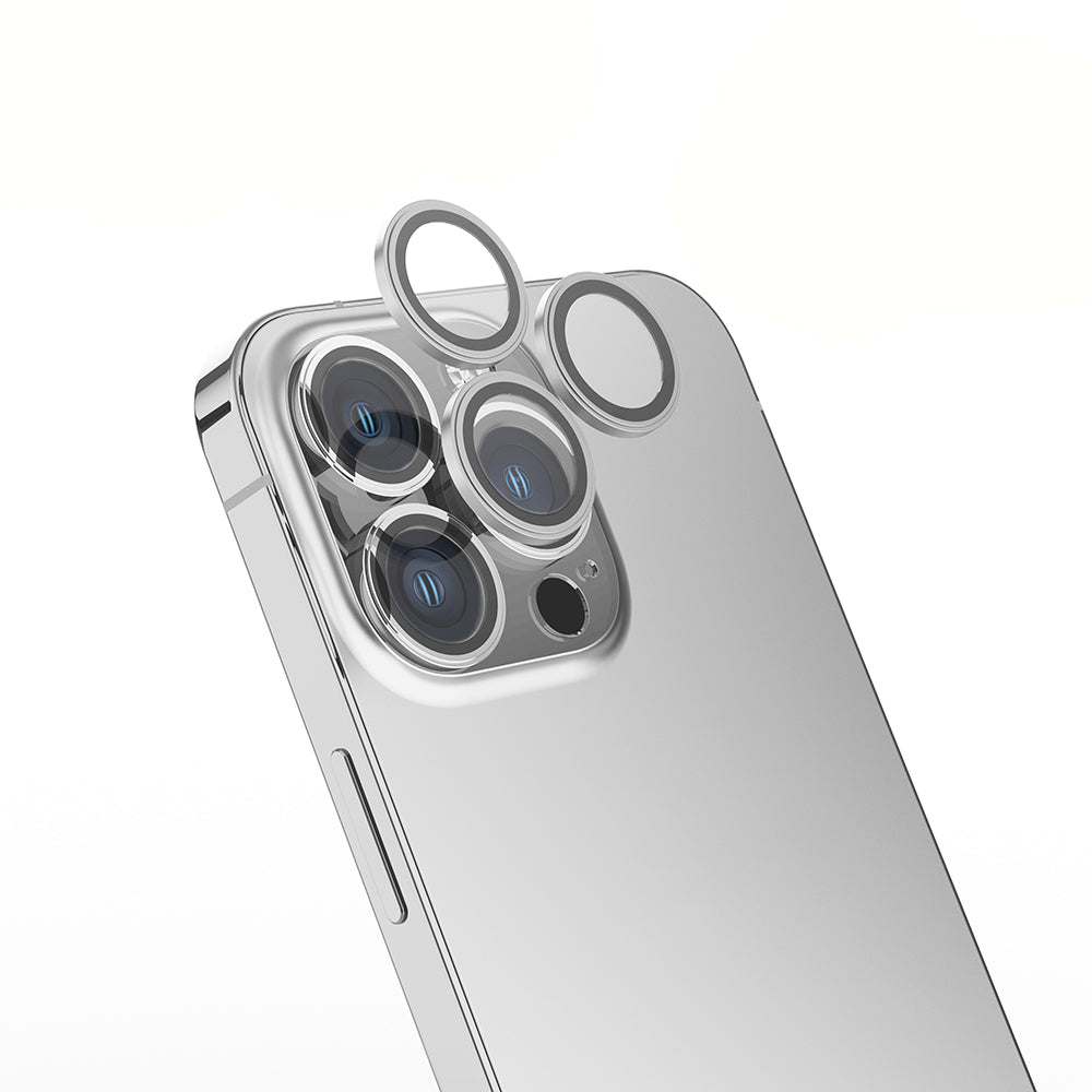 Apple iPhone 15 Pro Max Zore Mikro Kamera Lens Koruyucu Gümüş