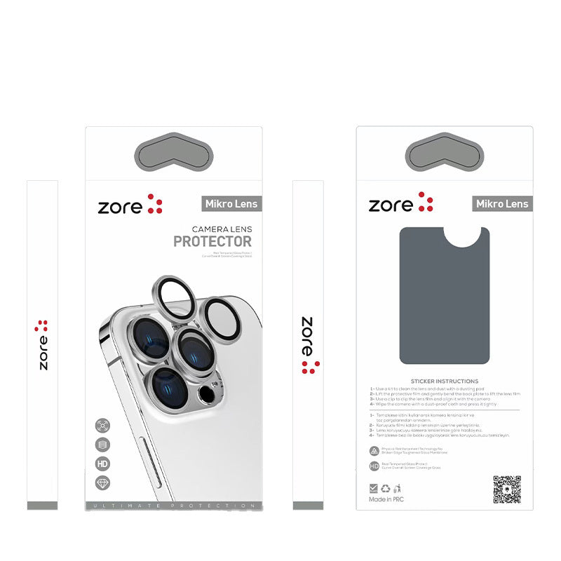 Apple iPhone 15 Pro Zore Mikro Kamera Lens Koruyucu Gümüş