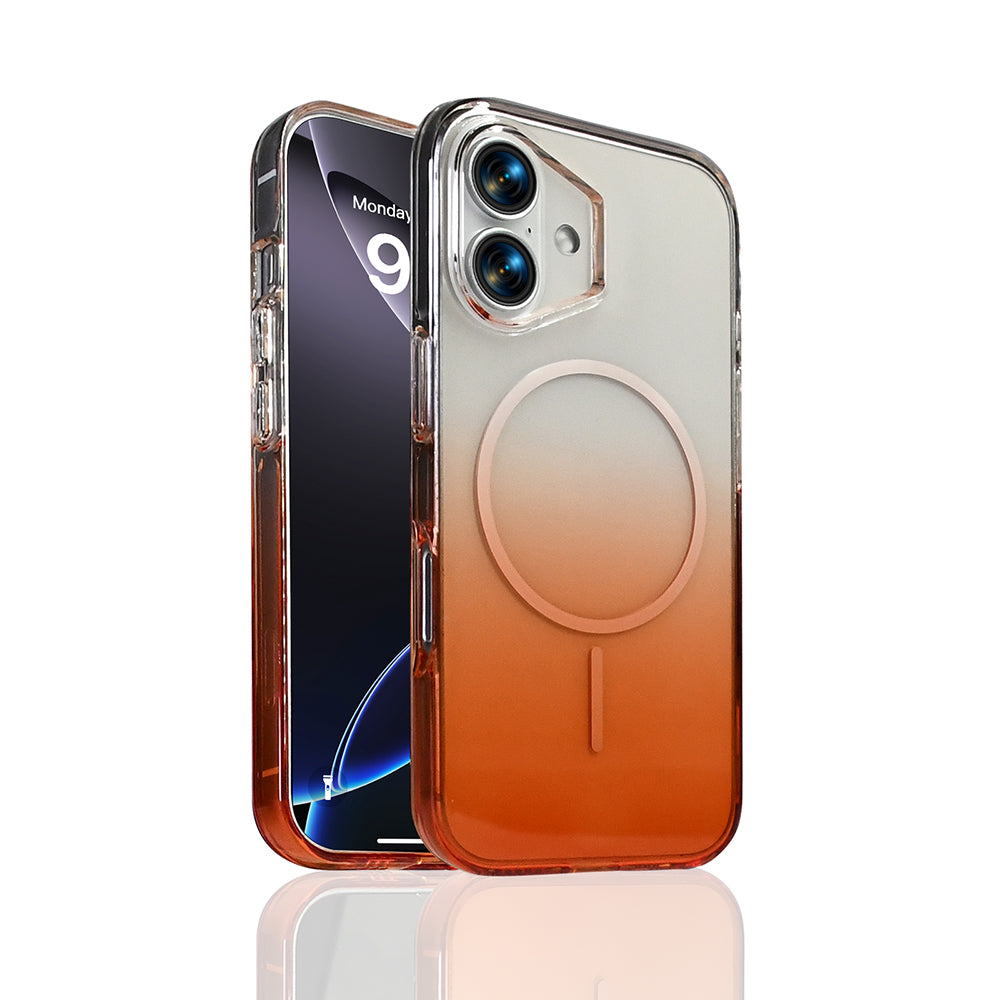 Apple iPhone 16 Kılıf M-Safe Şarj Özellikli Zore Septik Silikon Kapak Turuncu