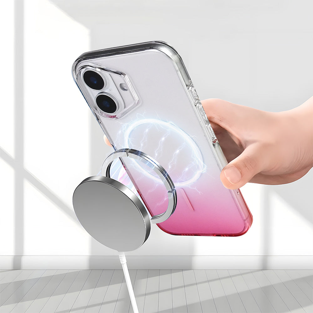 Apple iPhone 16 Kılıf M-Safe Şarj Özellikli Zore Septik Silikon Kapak Pembe