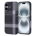 Apple iPhone 16 Kılıf M-safe Şarj Özellikli Karbon Fiber Görünümlü Zore Nekst Kapak Gri-Siyah