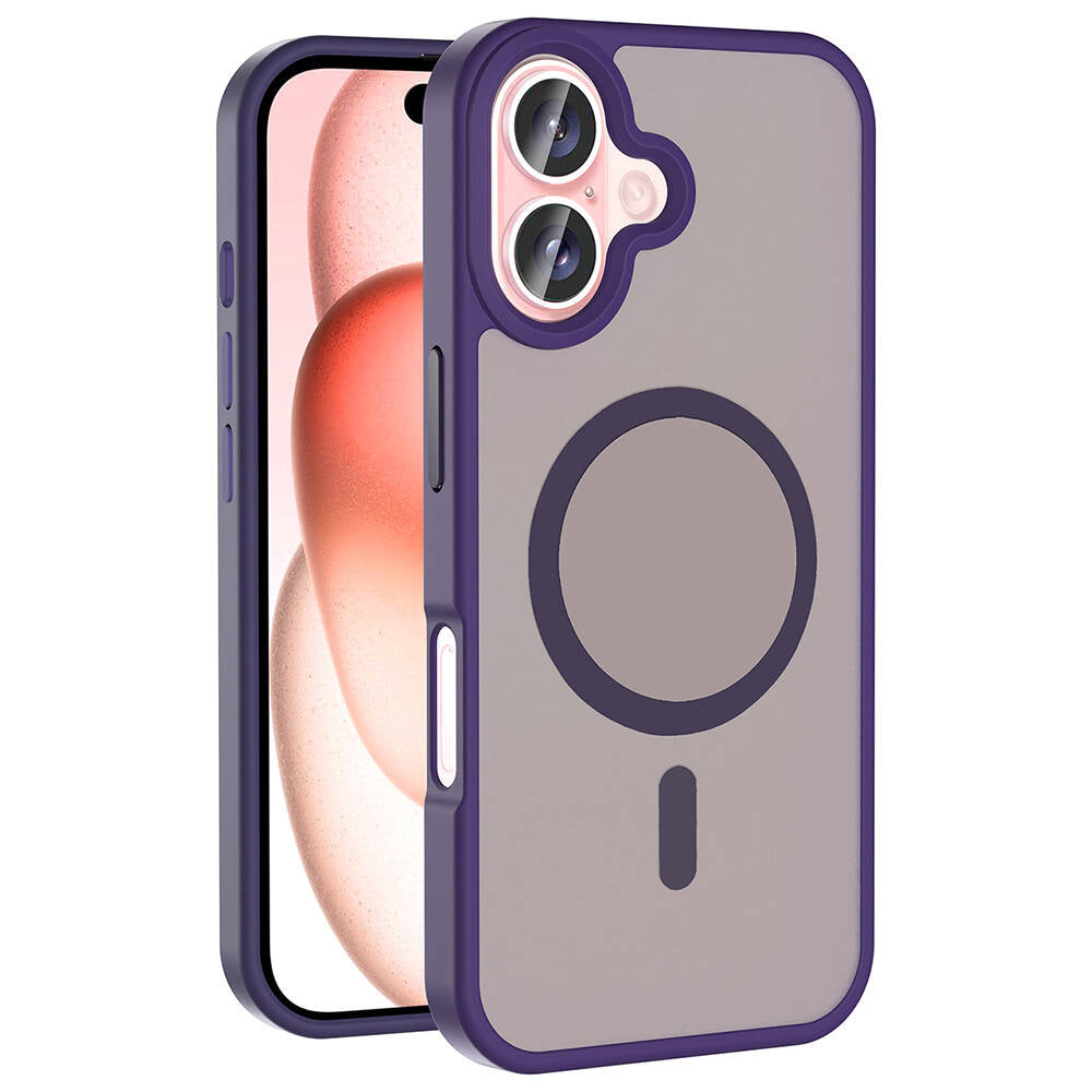 Apple iPhone 16 Kılıf M-safe Şarj Özellikli Mat Arka Yüzey Zore Sio Kapak Sarı