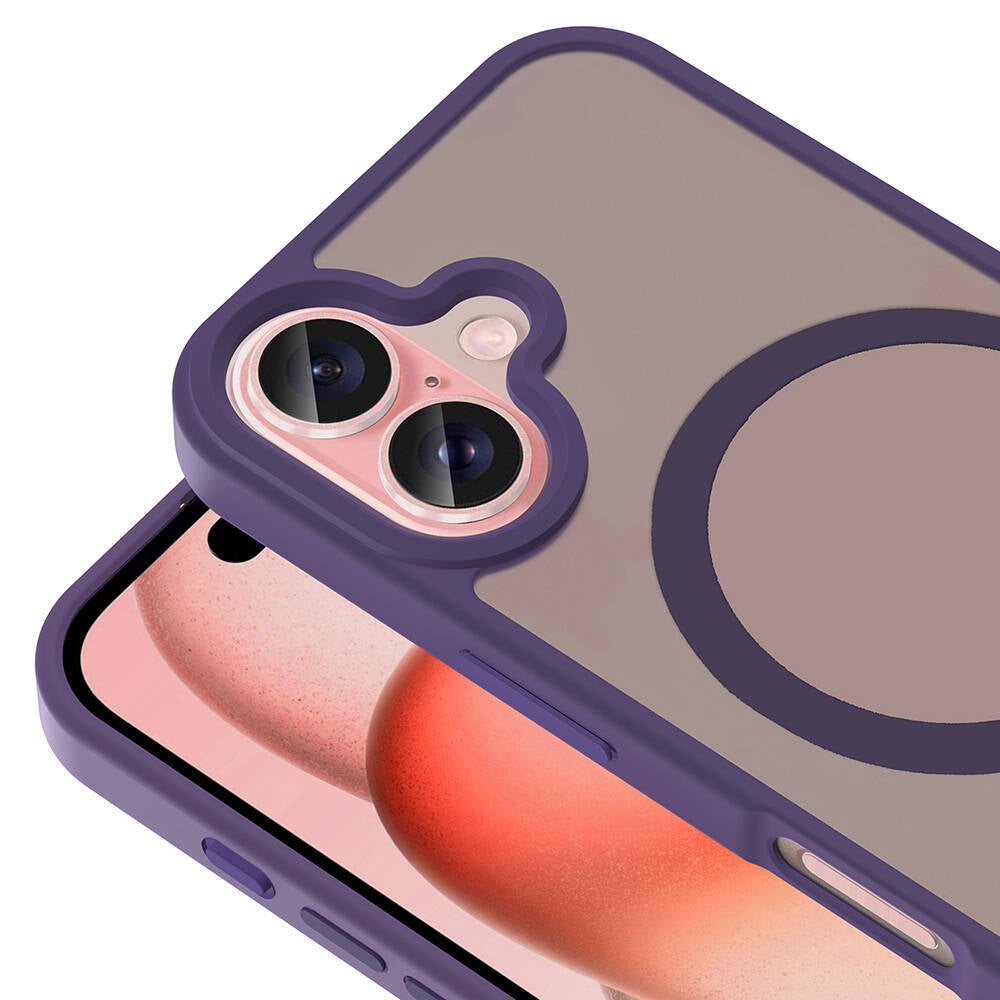 Apple iPhone 16 Kılıf M-safe Şarj Özellikli Mat Arka Yüzey Zore Sio Kapak Lila