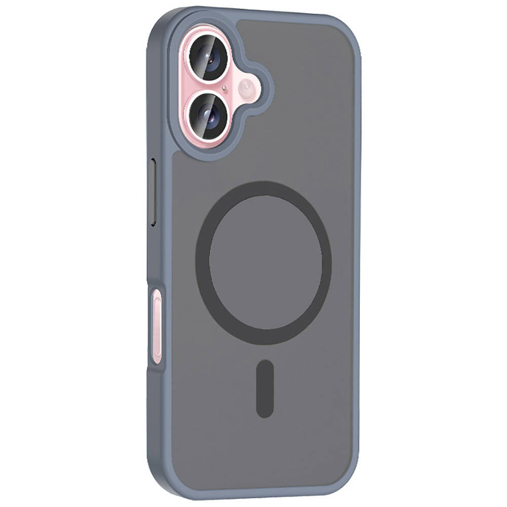 Apple iPhone 16 Kılıf M-safe Şarj Özellikli Mat Arka Yüzey Zore Sio Kapak Mavi