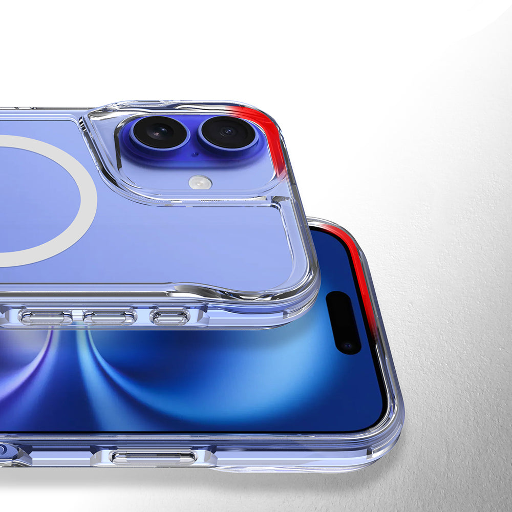Apple iPhone 16 Kılıf M-safe Şarj Özellikli Zore T-Max Standlı Kapak Şeffaf