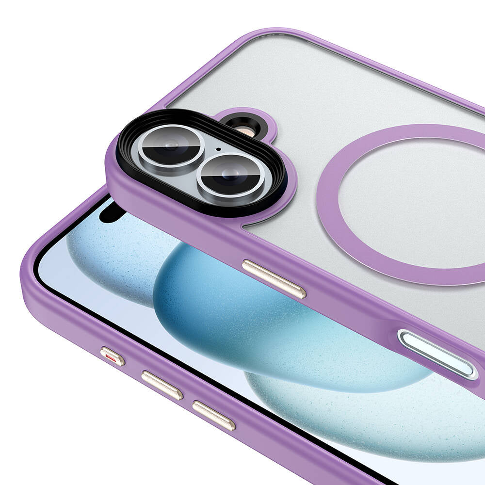 Apple iPhone 16 Kılıf Mat Arka Yüzey Wireless Şarj Özellikli Zore Flet M-safe Kapak Siyah