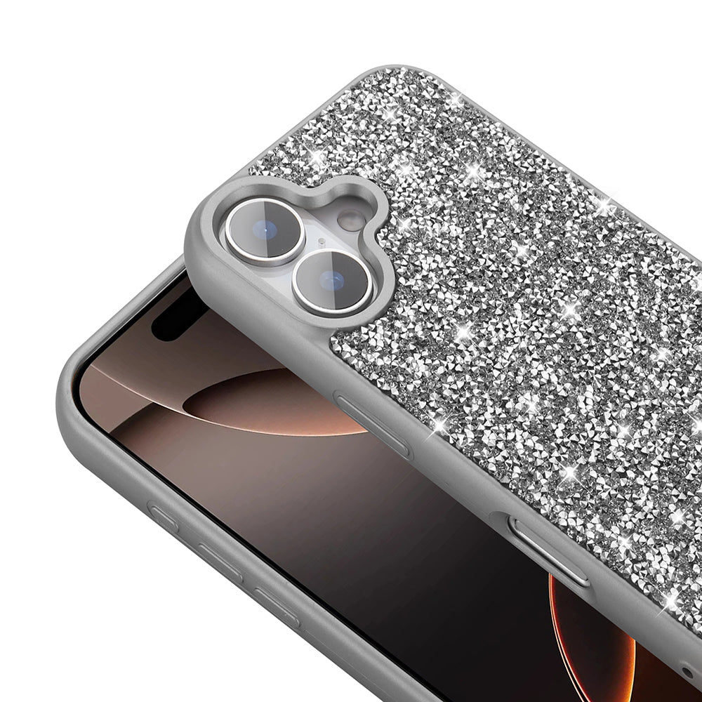 Apple iPhone 16 Kılıf Parlak Taşlı Tasarım Zore Pırlanta Kapak Siyah