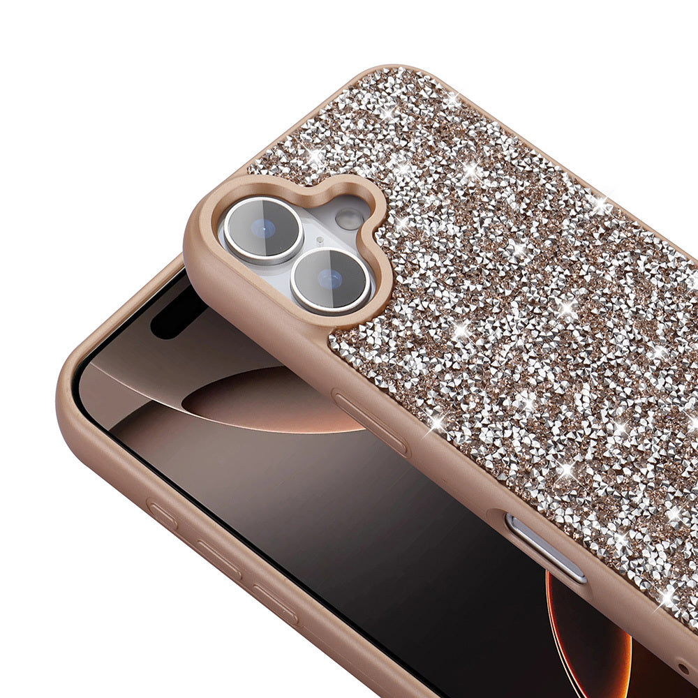 Apple iPhone 16 Kılıf Parlak Taşlı Tasarım Zore Pırlanta Kapak Siyah
