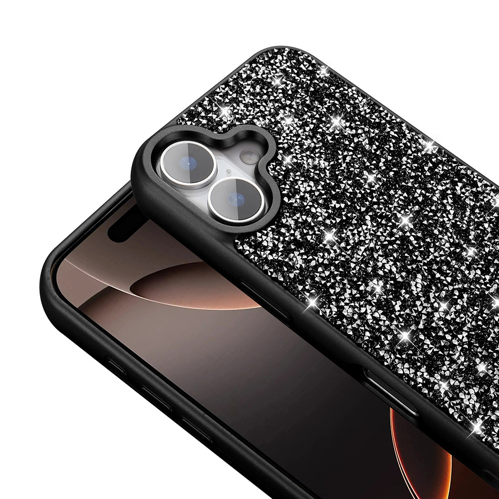 Apple iPhone 16 Kılıf Parlak Taşlı Tasarım Zore Pırlanta Kapak Beyaz