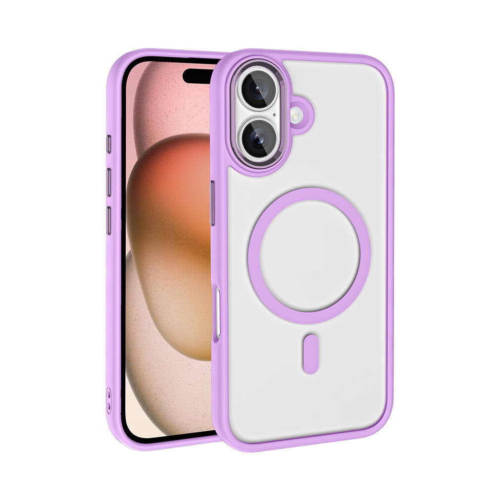 Apple iPhone 16 Kılıf Wireless Şarj Özellikli Zore Krom M-safe Silikon Kapak