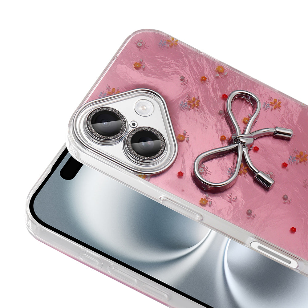 Apple iPhone 16 Plus Kılıf Kamera Korumalı Figürlü Zore Ponti Silikon Kapak Açık Pembe