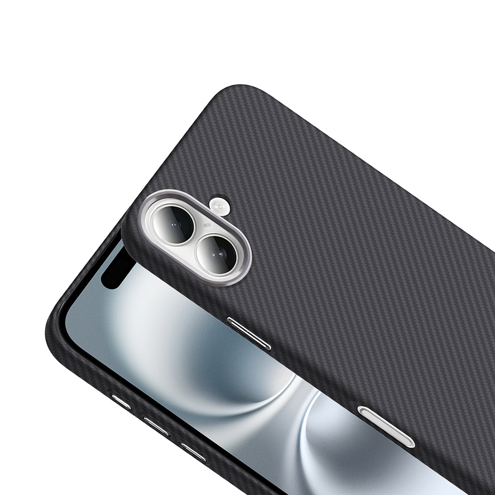 Apple iPhone 16 Plus Kılıf M-safe Şarj Özellikli Karbon Fiber Görünümlü Zore Gros Kapak Gold-Siyah