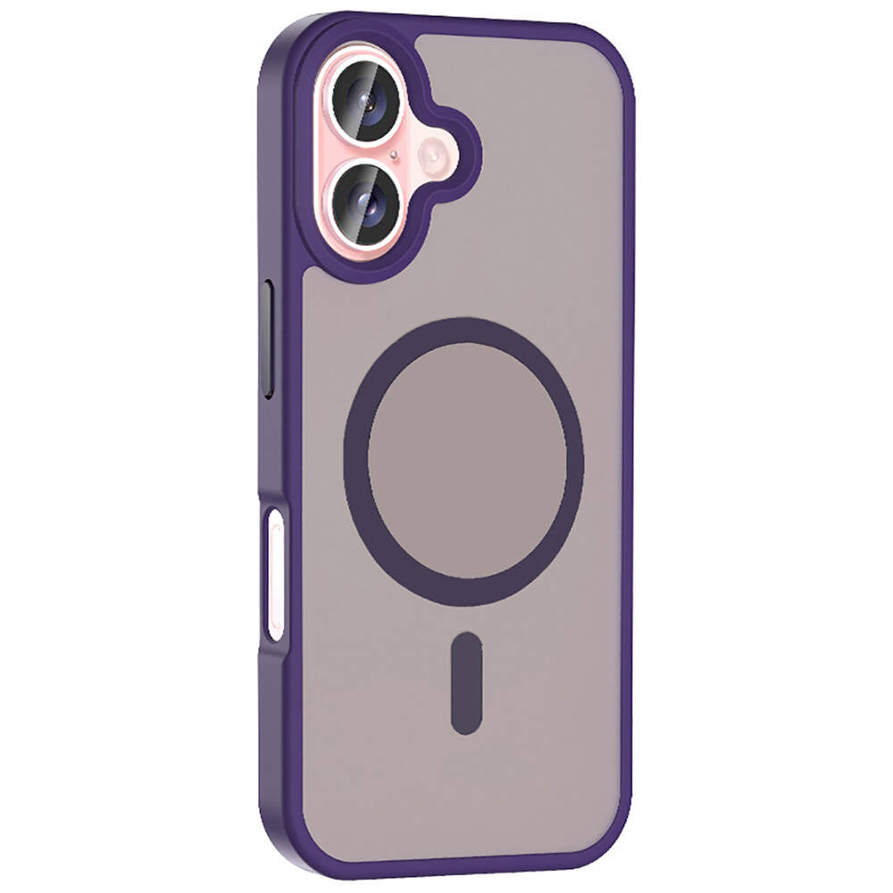 Apple iPhone 16 Plus Kılıf M-safe Şarj Özellikli Mat Arka Yüzey Zore Sio Kapak Lacivert