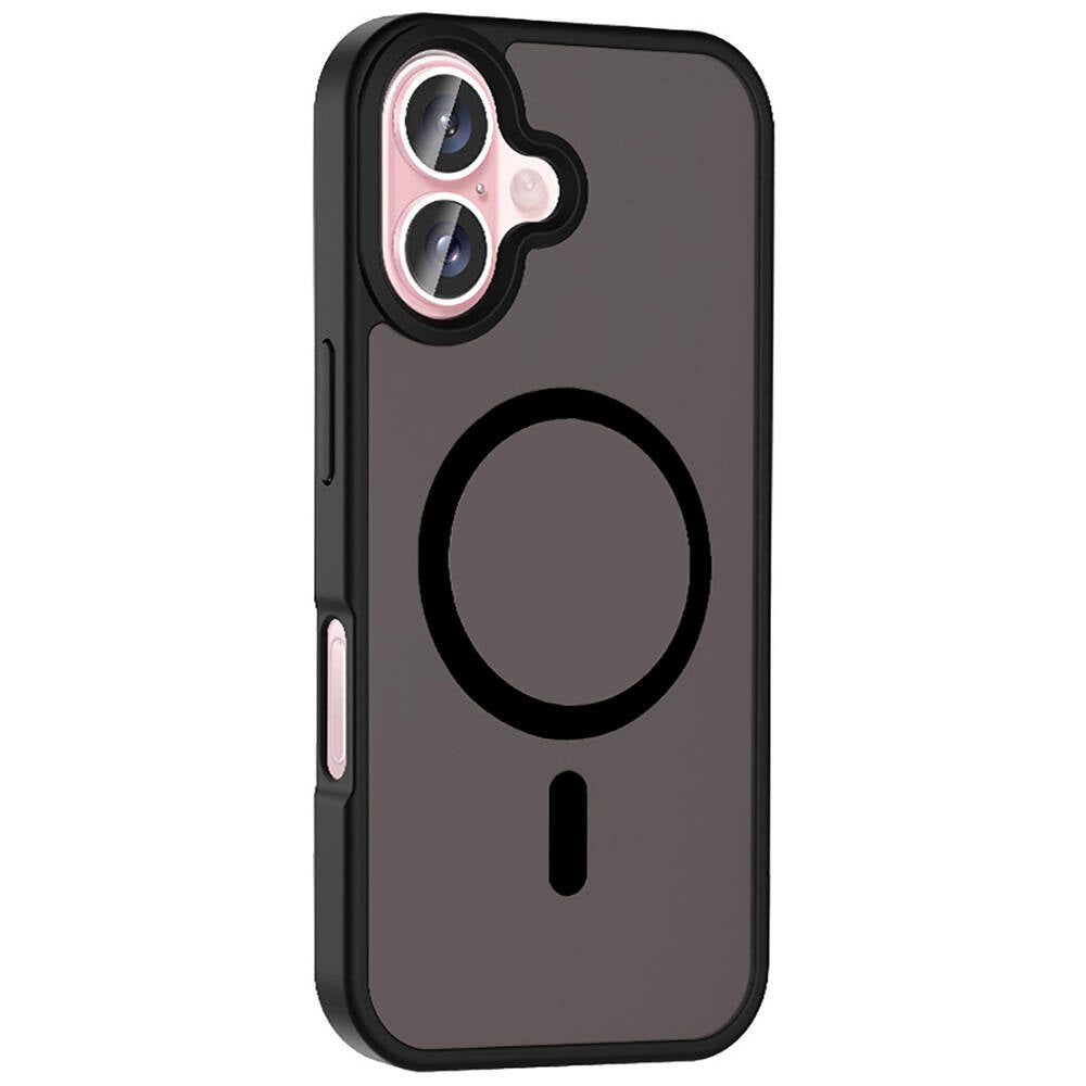 Apple iPhone 16 Plus Kılıf M-safe Şarj Özellikli Mat Arka Yüzey Zore Sio Kapak Siyah