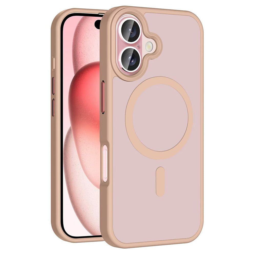 Apple iPhone 16 Plus Kılıf M-safe Şarj Özellikli Mat Arka Yüzey Zore Sio Kapak Rose Gold